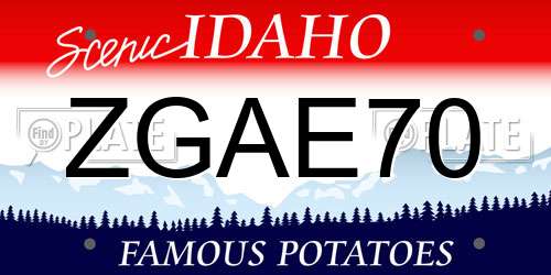 ZGAE70 Idaho License Plate