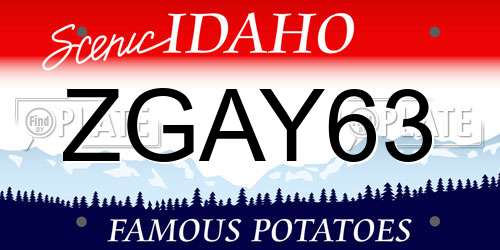 ZGAY63 Idaho License Plate