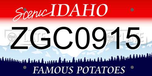 ZGC0915 Idaho License Plate