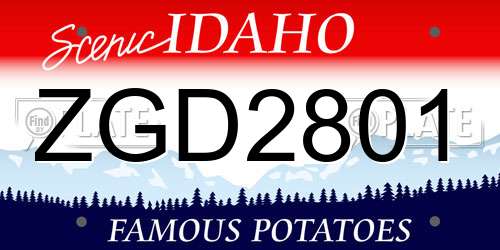 ZGD2801 Idaho License Plate