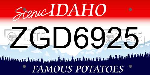 ZGD6925 Idaho License Plate