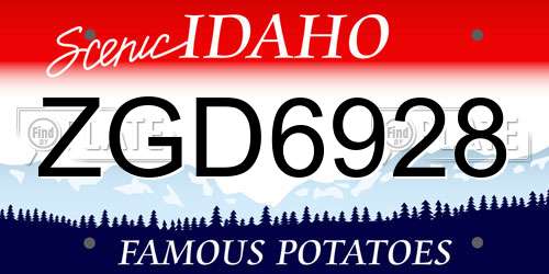 ZGD6928 Idaho License Plate
