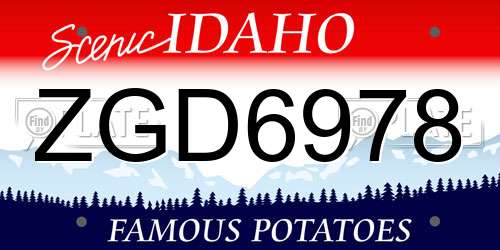 ZGD6978 Idaho License Plate
