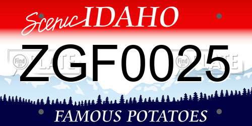 ZGF0025 Idaho License Plate
