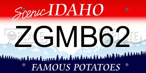 ZGMB62 Idaho License Plate
