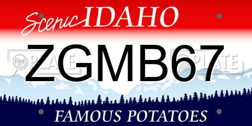 ZGMB67 Idaho License Plate