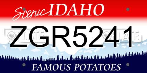 ZGR5241 Idaho License Plate