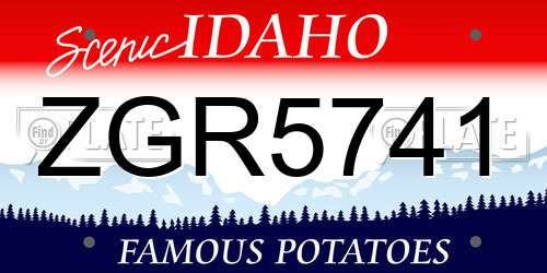ZGR5741 Idaho License Plate