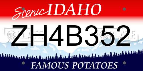 ZH4B352 Idaho License Plate