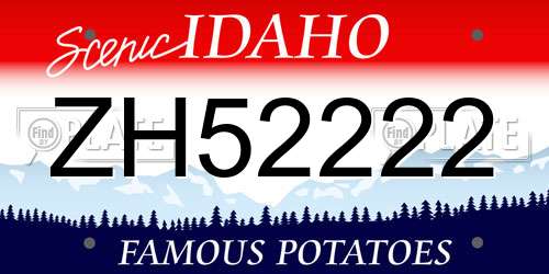 ZH52222 Idaho License Plate