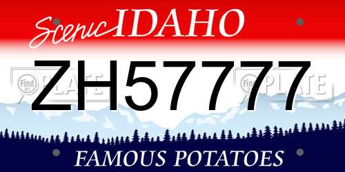 ZH57777 Idaho License Plate