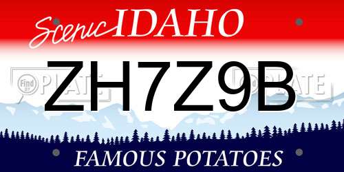 ZH7Z9B Idaho License Plate