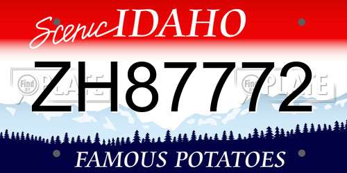 ZH87772 Idaho License Plate