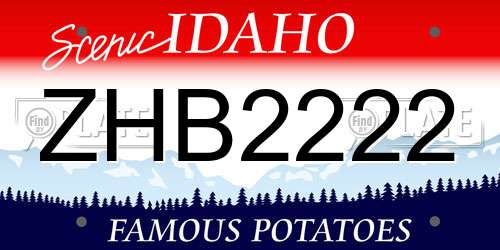 ZHB2222 Idaho License Plate
