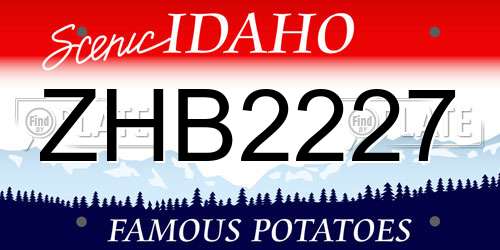 ZHB2227 Idaho License Plate
