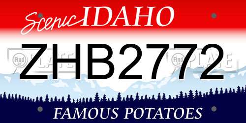 ZHB2772 Idaho License Plate