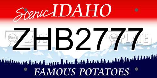 ZHB2777 Idaho License Plate
