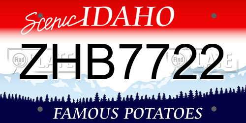 ZHB7722 Idaho License Plate