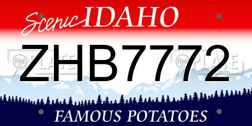 ZHB7772 Idaho License Plate