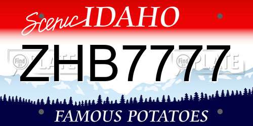 ZHB7777 Idaho License Plate