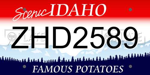 ZHD2589 Idaho License Plate