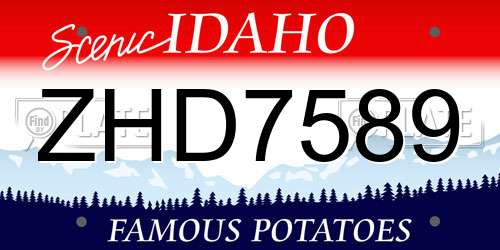 ZHD7589 Idaho License Plate