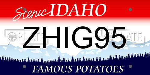 ZHIG95 Idaho License Plate