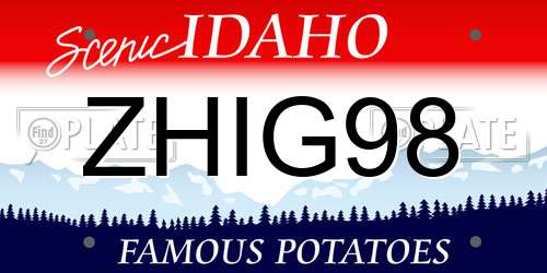 ZHIG98 Idaho License Plate