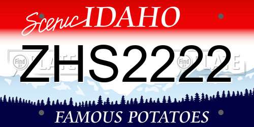 ZHS2222 Idaho License Plate