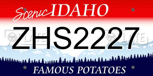 ZHS2227 Idaho License Plate