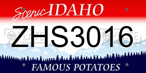 ZHS3016 Idaho License Plate