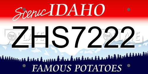 ZHS7222 Idaho License Plate