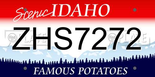 ZHS7272 Idaho License Plate
