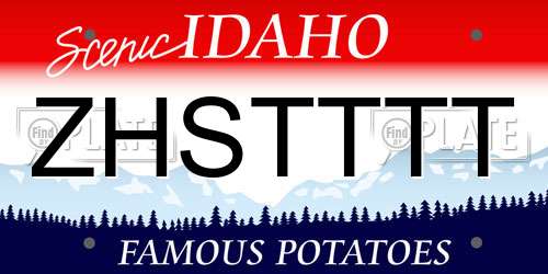ZHSTTTT Idaho License Plate