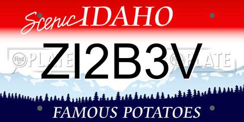 ZI2B3V Idaho License Plate