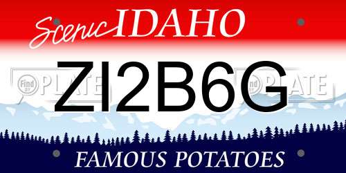 ZI2B6G Idaho License Plate