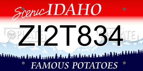 ZI2T834 Idaho License Plate