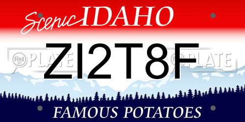 ZI2T8F Idaho License Plate
