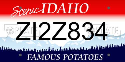 ZI2Z834 Idaho License Plate
