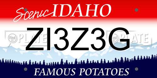 ZI3Z3G Idaho License Plate