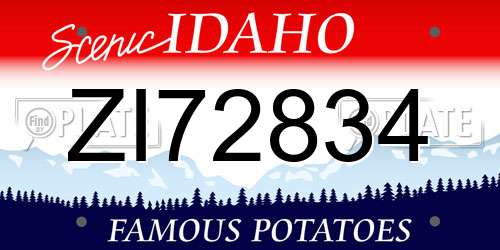 ZI72834 Idaho License Plate