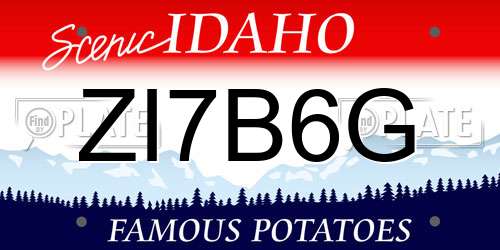 ZI7B6G Idaho License Plate