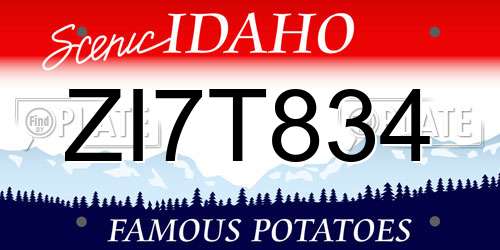 ZI7T834 Idaho License Plate