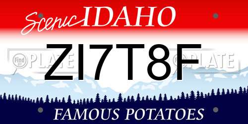 ZI7T8F Idaho License Plate
