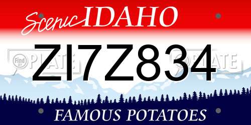 ZI7Z834 Idaho License Plate