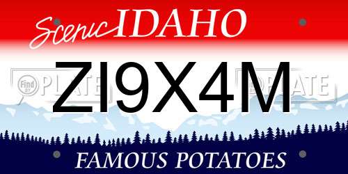 ZI9X4M Idaho License Plate