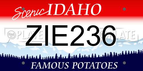 ZIE236 Idaho License Plate