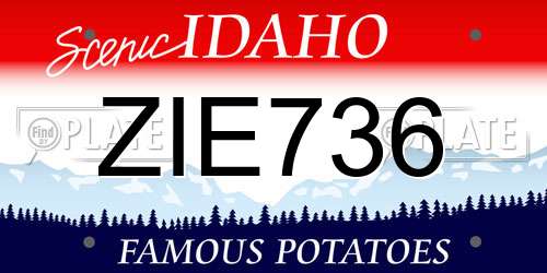 ZIE736 Idaho License Plate