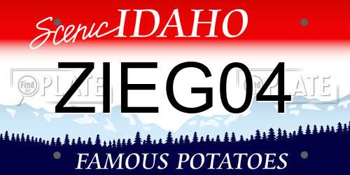 ZIEG04 Idaho License Plate