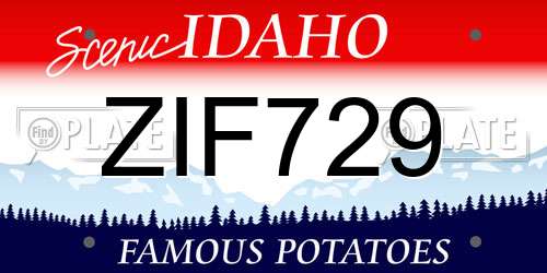 ZIF729 Idaho License Plate